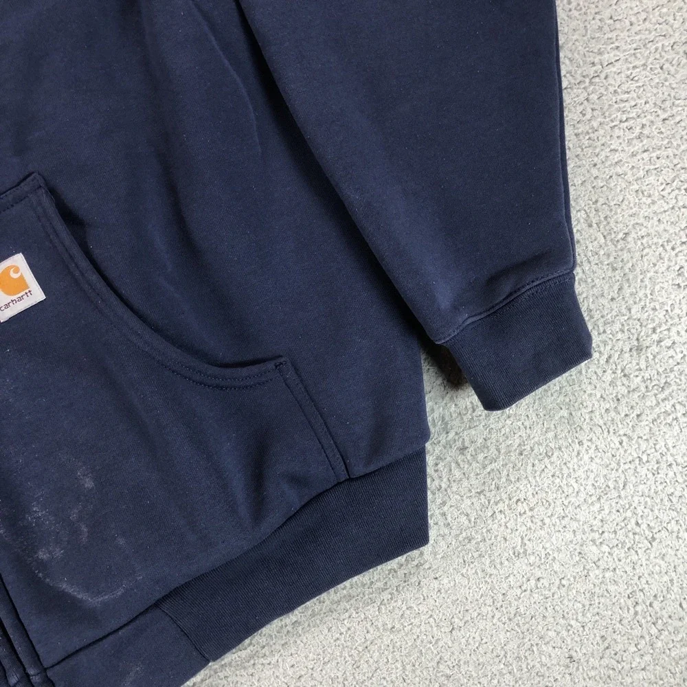 Vintage Carhartt Hoodie Mens Extra Lage Blue J149 Y2K Thermal Full Zip Workwear - Picture 4 of 13